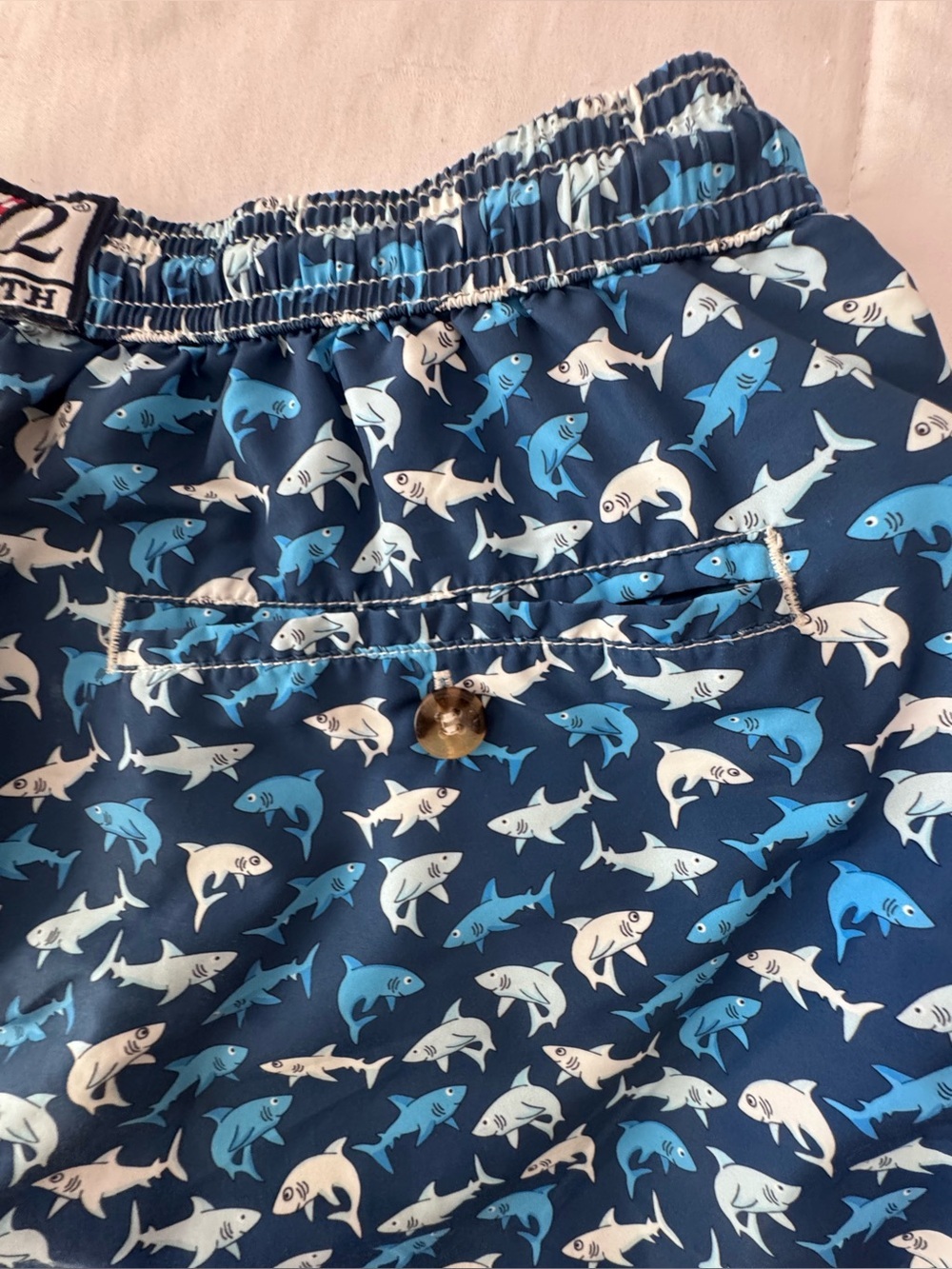 MC2 Saint Barth Men's Shark-Print Swim Shorts - Navy & White & Blue - Picture 9 of 15